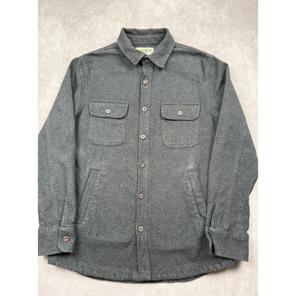 Grayers Men M Gray Cotton Flannel Overshirt Jacket Outdoor Utility Casual Work